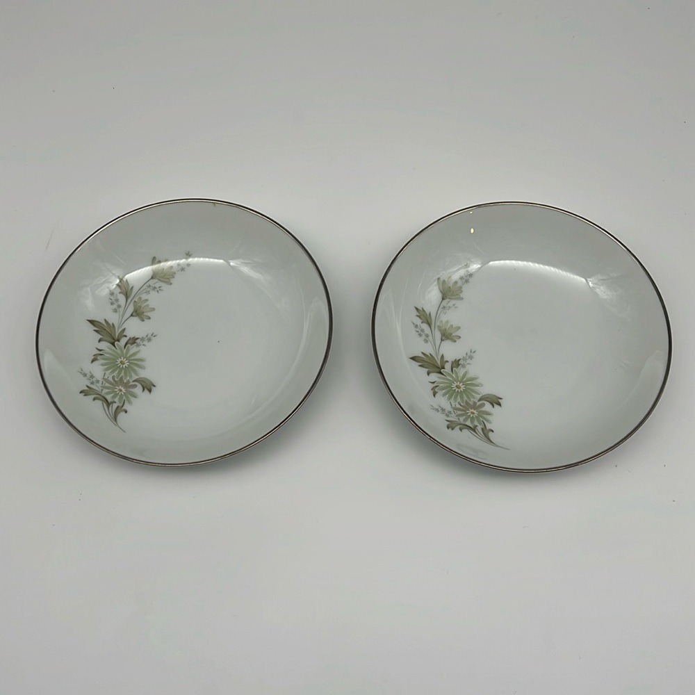 Noritake Soroya 6853 Fruit Dessert Sauce Bowls Set of 2 White Green Floral 5.5"